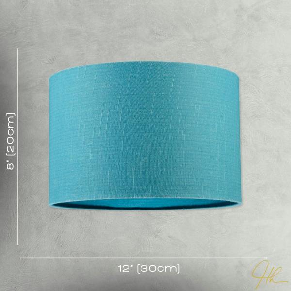 Designer Coastal Waters Teal Textured Linen Fabric Circular Lamp Shade Image 7
