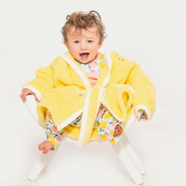 Luca and Rosa Lemon Grove Yellow Girls Fleece Dressing Gown