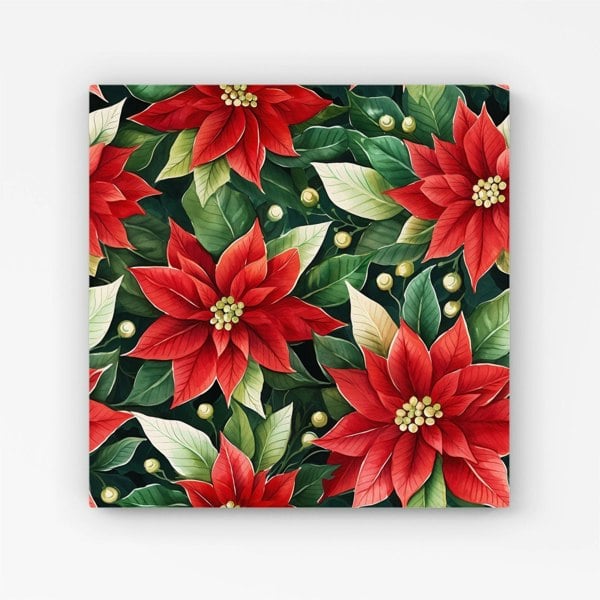 Warren Reed Poinsetta Watercolour Canvas