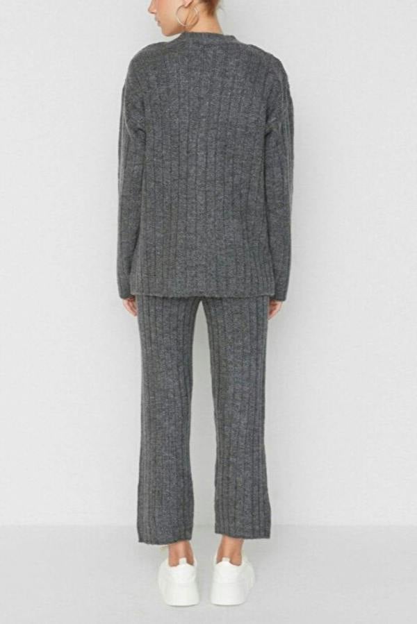 WOVCOR 2-Piece Loose Fit Soft Texture Knit Top & Pants Set