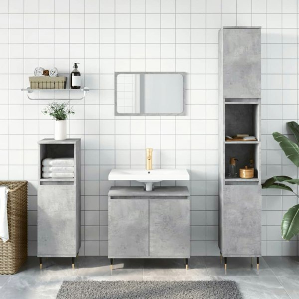 Berkfield Bathroom Cabinet Concrete Grey 58x33x60 cm Engineered Wood