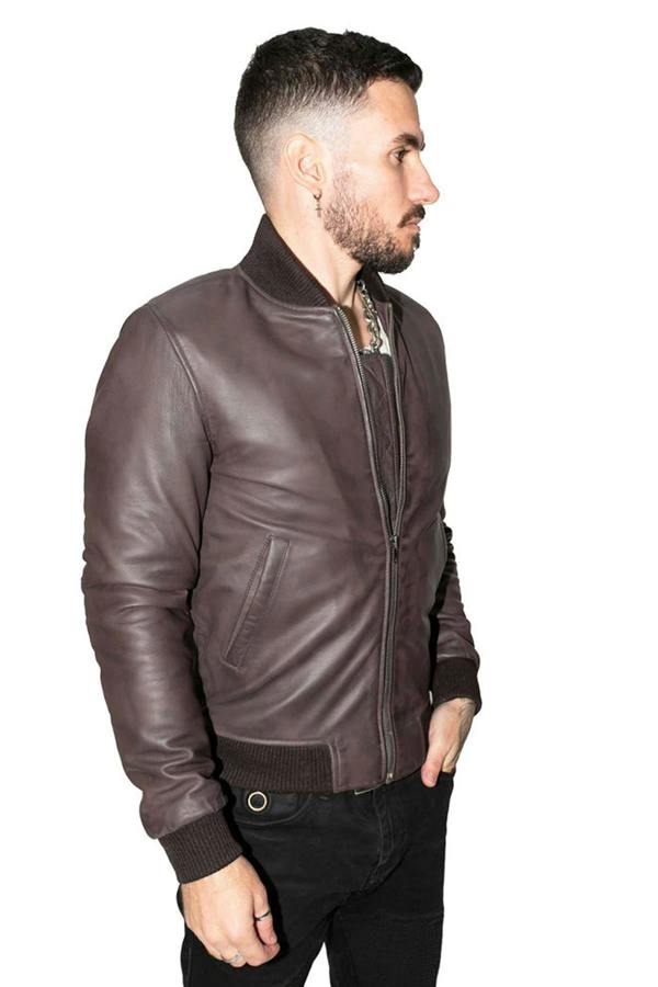 Infinity Leather Mens Retro Varsity Leather Bomber Jacket-Pretoria