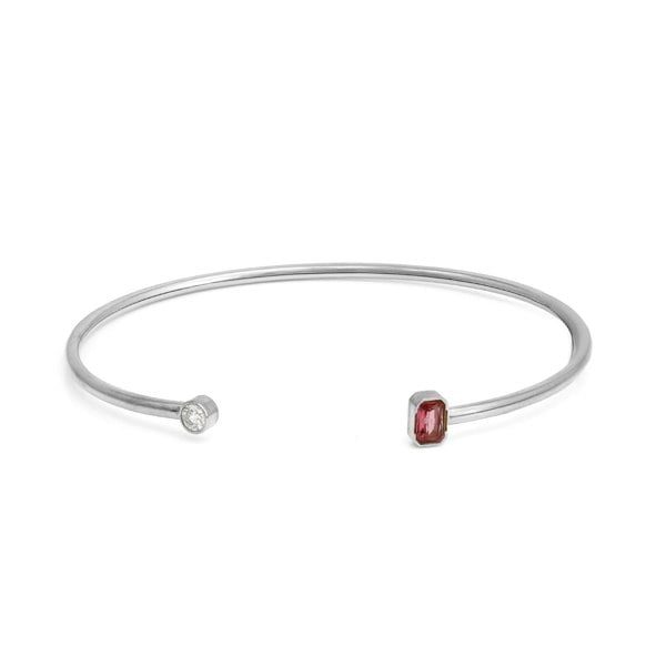 Say It With October Opal Birthstone Bangle - Silver Plated