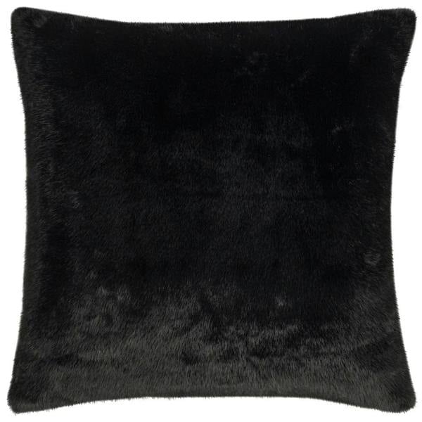 Paoletti Stanza Faux Fur Cushion Cover - Jet Black - 