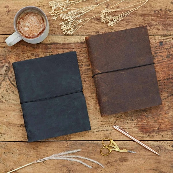 Paper High Buffalo Leather Journal with Elastic Tie