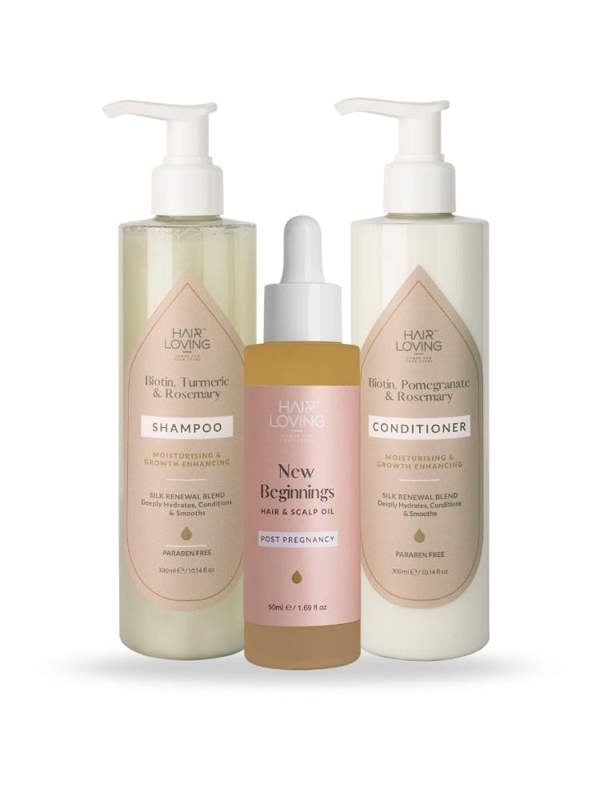 Hair Loving Silk Renewal Shampoo + Conditioner + New Beginning Post Pregnancy Hair Oil Combo Pack