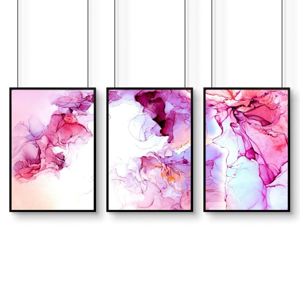 Art prints abstract | set of 3 wall art for home office decor