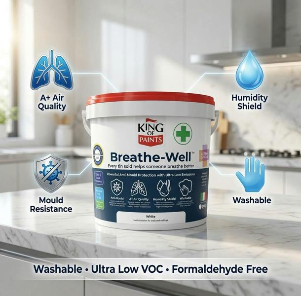 King Of Paints Anti Mould Paint for Condensation Prone Homes 5L White - Breathe-Well by King of Paints