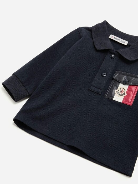 Moncler Enfant Baby Boys Logo Pocket Polo Shirt in Navy