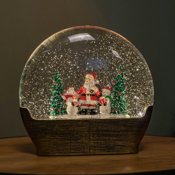 Samuel Alexander 19cm Battery Operated Light up Christmas Water Dome with Santa & Snowman Scene