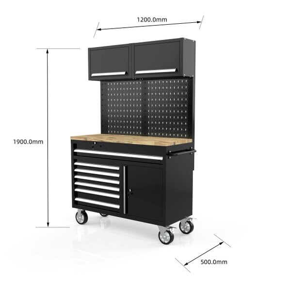 Rock Machinery Rock RT-063 47" Steel wooden toped tool chest with draws and cabinets