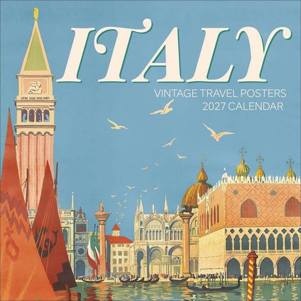 Italy, Vintage Travel Posters Calendar 2027, Wall Calendars, Month To View, Travel, Gift