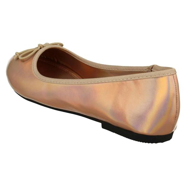 Spot On Ladies Spot On Flat Metallic Ballerina Shoes F80398