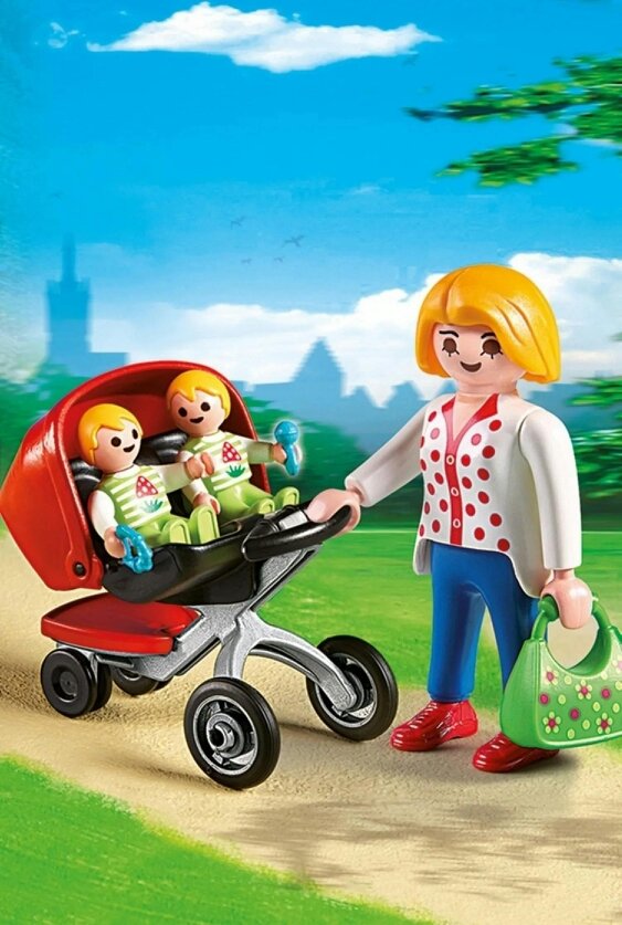 Playmobil City Life Mother with Twin Stroller - 5573 Playset