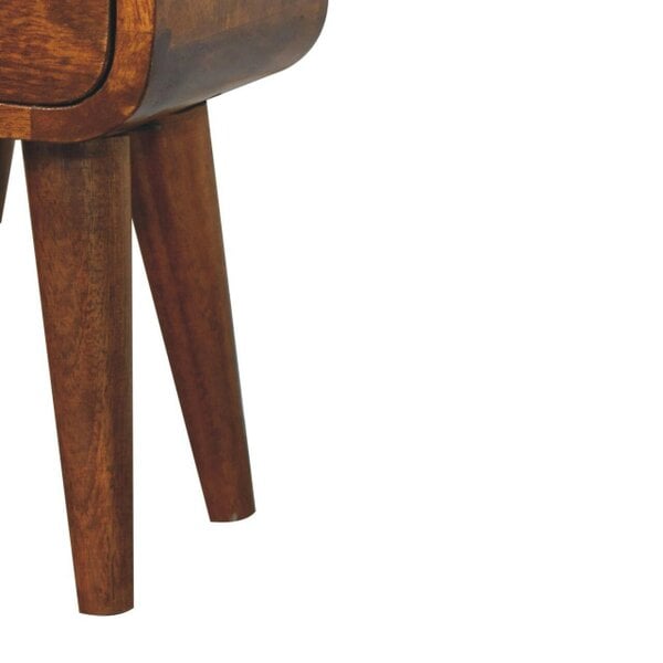 Wyld Haus Cagliari Small 2 Drawer Curved Chestnut Mango Wood Bedside Table