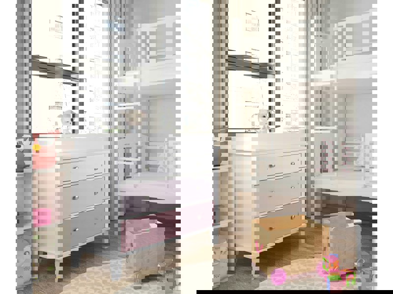 Dorel Home Poppy 3 DRW Dresser with Changer White/Pink