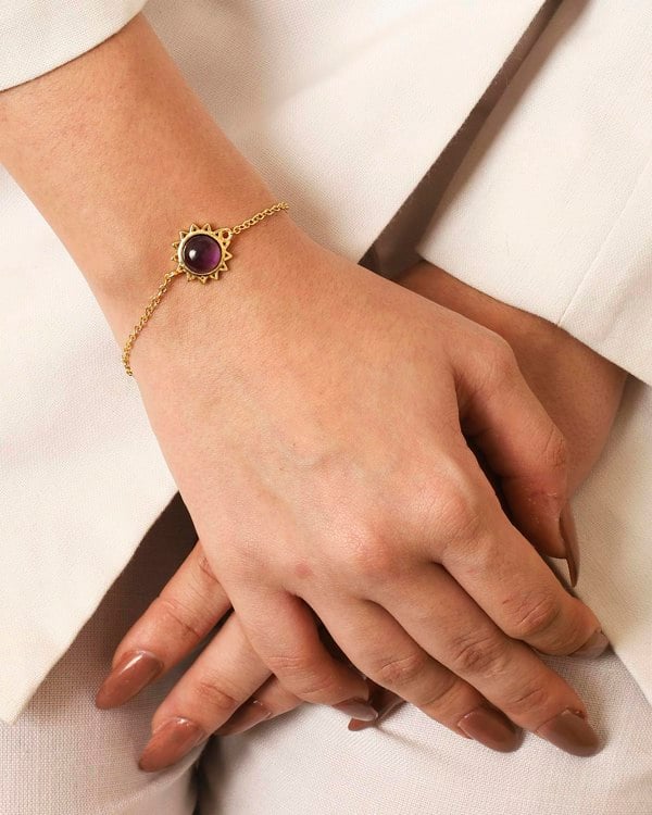 Stellar Elegance - Chakra Bracelet Purple Amethyst - Lila Rasa