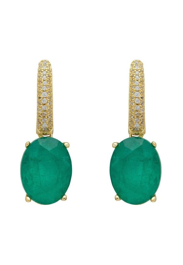 Oval emerald gold earrings.