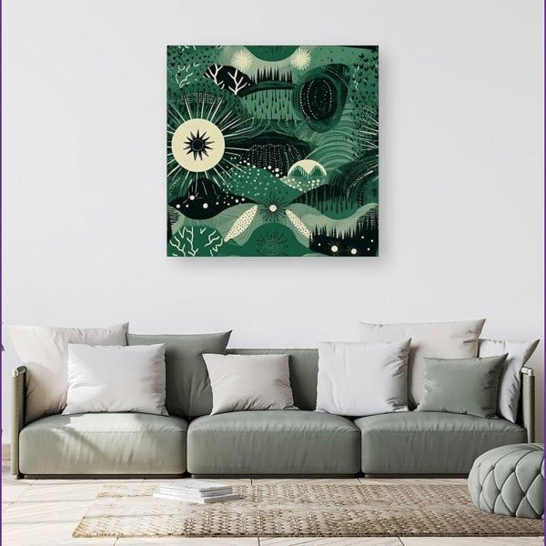 Warren Reed Abstract Green Moon Canvas