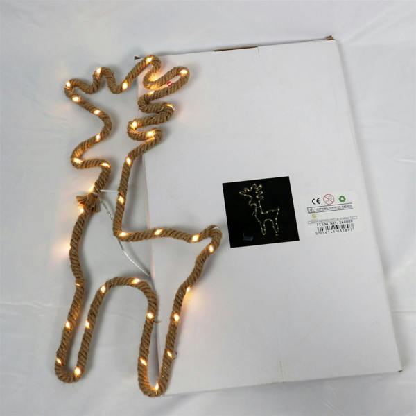 5cm Standing Reindeer Silhouette LED Hemp Rope Lights, Warm White Battery Operated Decorative Accent image 3