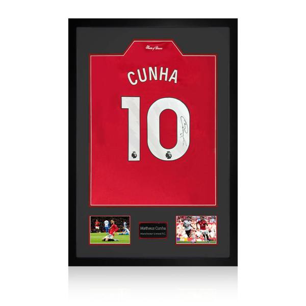 Matheus Cunha Signed Manchester United Shirt Premium Frame (ACG Cert)