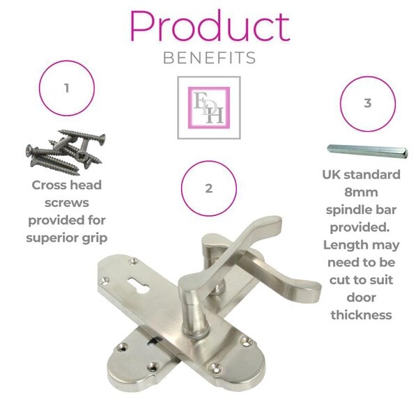 EDH Door Hardware Epsom Satin Nickel Internal Door Handle Set on 170mm Back Plate