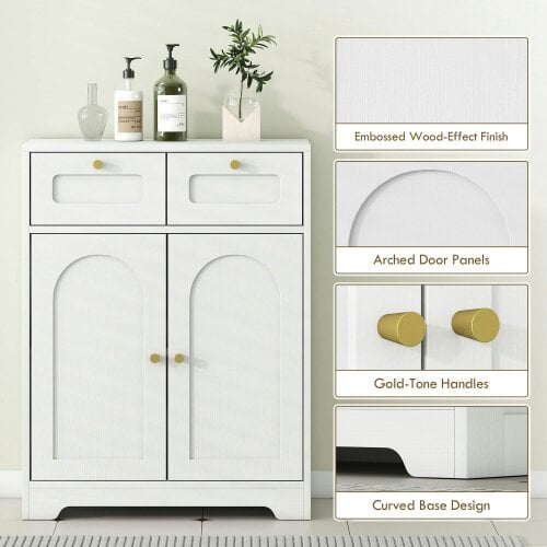 Wyld Haus Pareto Bathroom Floor Storage Cabinet With 2 Drawers White