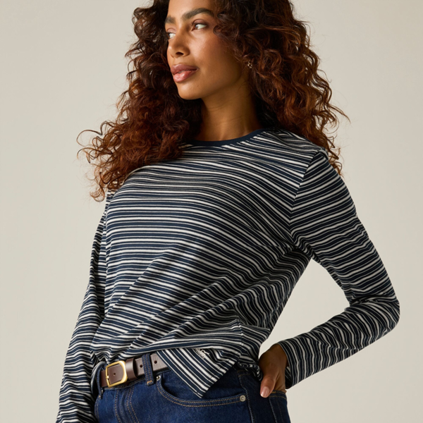 Regatta Womens Federica Stripe Long-Sleeved T-Shirt - Navy/Light Vanilla