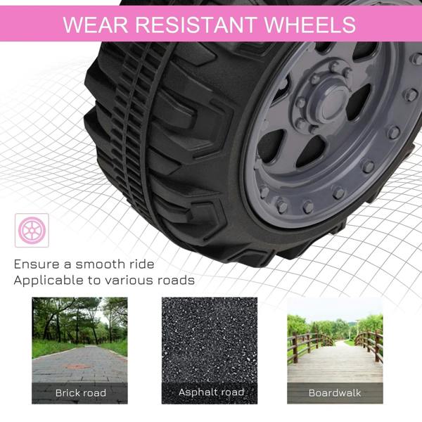 Pink kids electric ride-on quad bike wheel with deep tread for outdoor traction