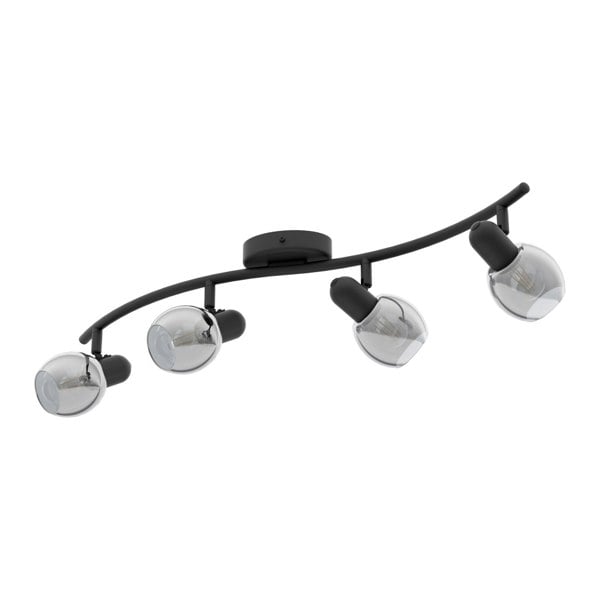 Flush Ceiling Light Black Shade Black Transparent Glass Vaporized Bulb E14 4x28W Loops