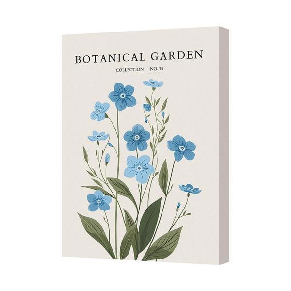 Benjamin Tate Design Botanical Garden Canvas Wall Art Print Blue Floral Design UK Handmade