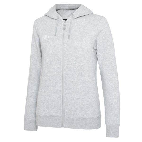 Umbro Womens/Ladies Club Leisure Full Zip Hoodie - Grey Marl/White - 