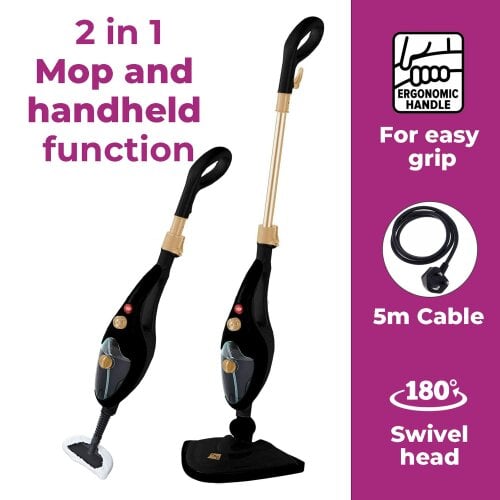 Neo Black & Copper 10 in 1 1500W Hot Steam Mop Cleaner and Hand Steamer