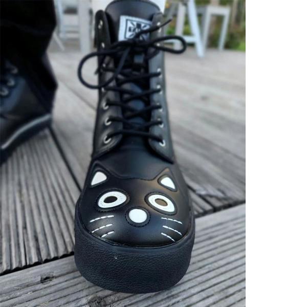 TUK Footwear TUK Women's Kitty Black Vegan Leather Combat Sneaker Boots - A6570L