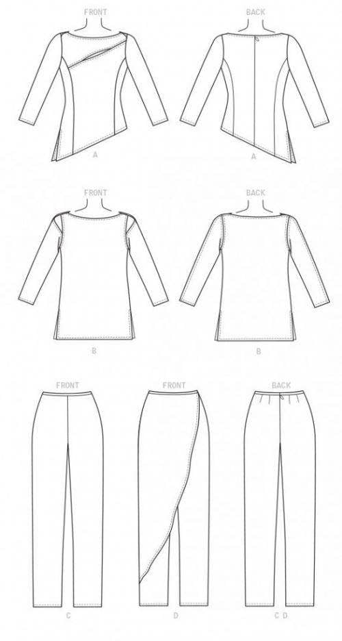 Vogue Sewing Pattern 1570, Tops, Trousers for Women, E5 (14-16-18-20-22) - Easy