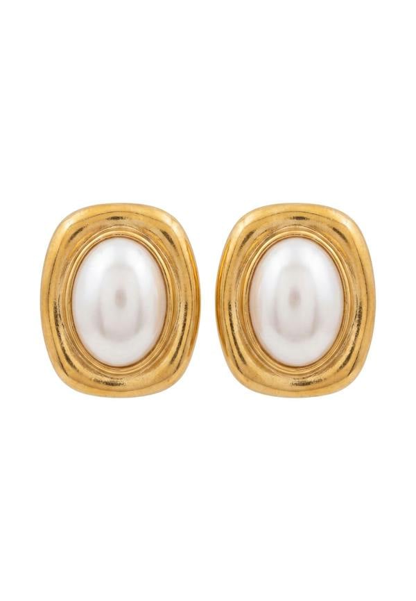 Latelita Carrington Oval Pearl Knot Earrings Gold