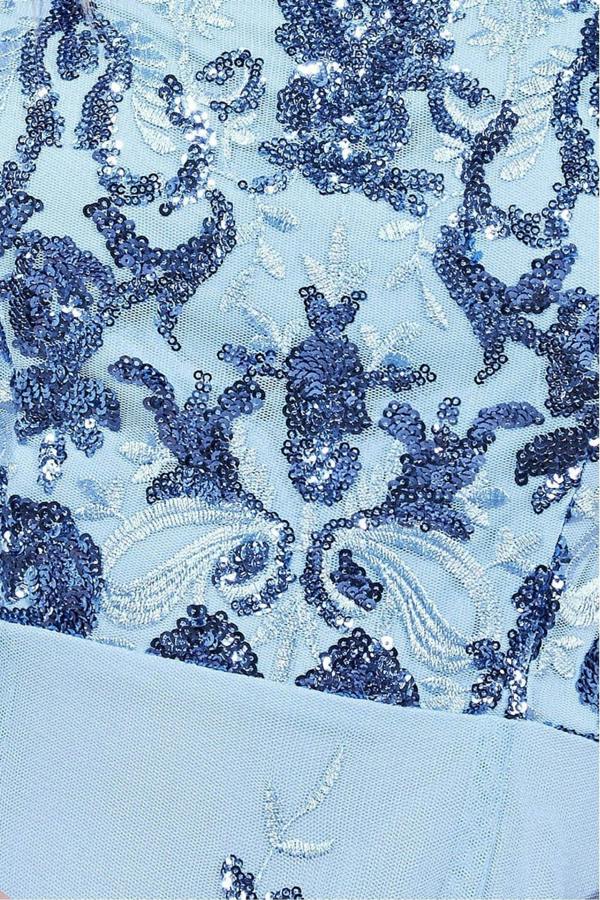 Bardot Sequin & Lace High Low Midi - Powderblue DR3675