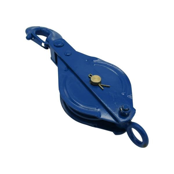6 Ton 300MM Single Block With Hook Blue Painted - 25MM Wire Rope Safety Lifting