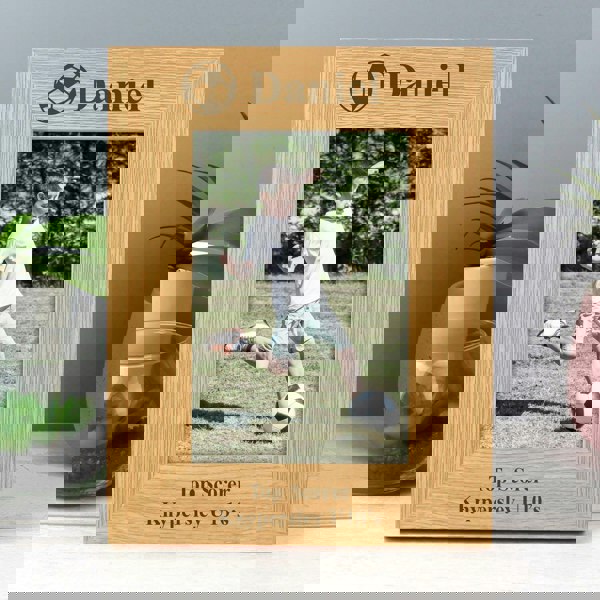 Personalised Memento Company Personalised Oak Finish 6x4 Football Photo Frame