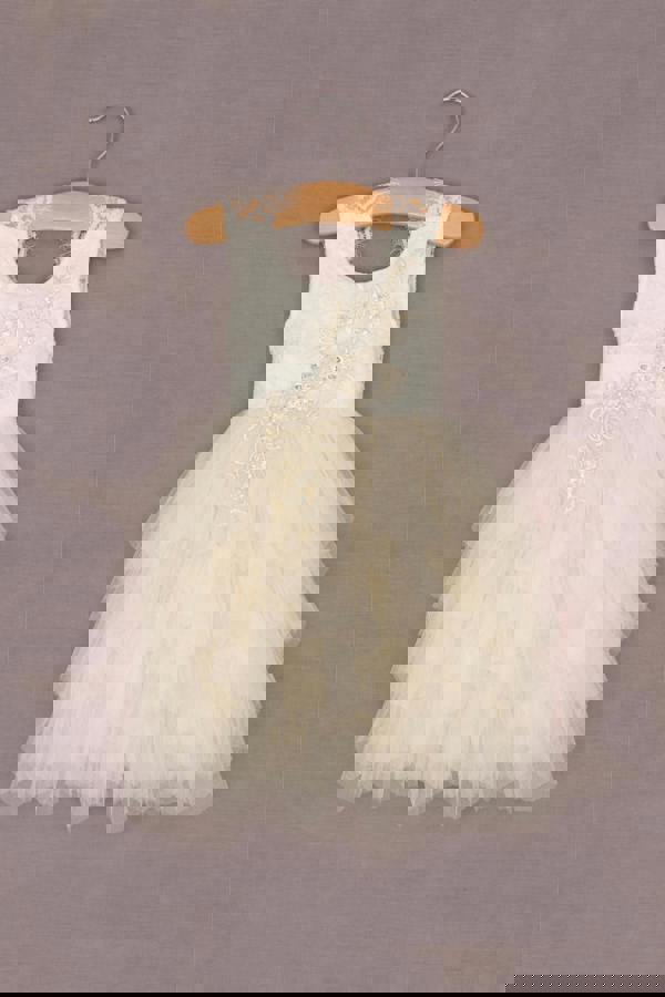 UK Flower Girl Boutique Boho Dreams Dress - Ivory Cream Applique