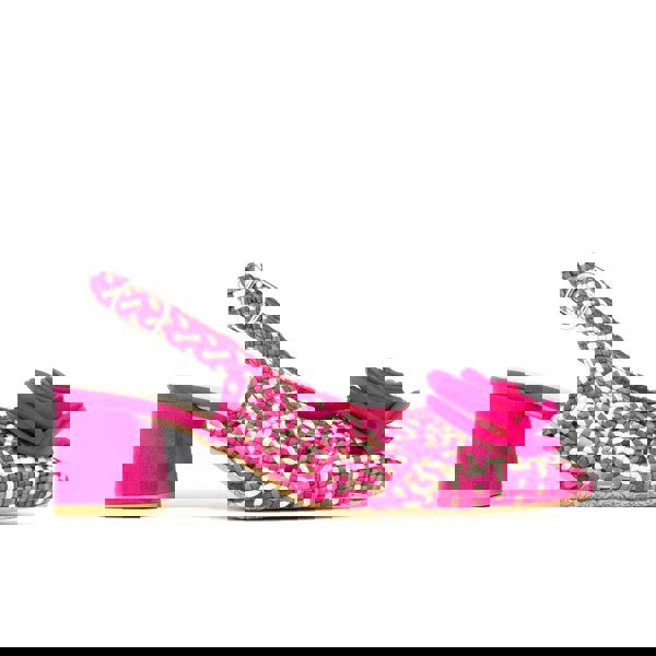Embassy London Velora - Pink - Mid heel sling back sandal with woven leather upper and satin bow