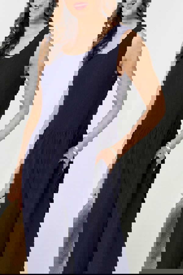 Navy | Relaxed Sleeveless Wide Crop Jumpsuit
