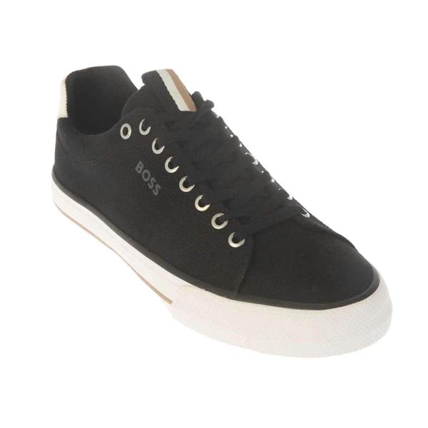 Boss Mens Aiden Leather Tennis Trainers - Black - 