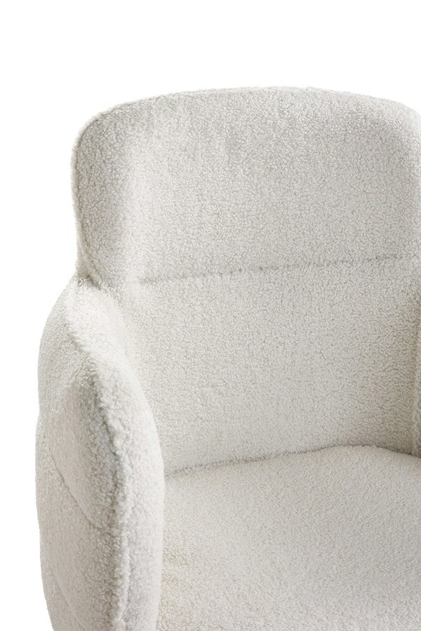 Living and Home White Upholstered Leisure Swivel Chair with Metal Legs