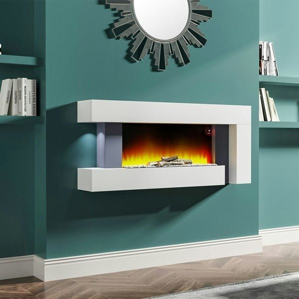 50 Inch LED Electric Fireplace L Shaped Wall Mounted Electric Fire Fireplaces Living and Home