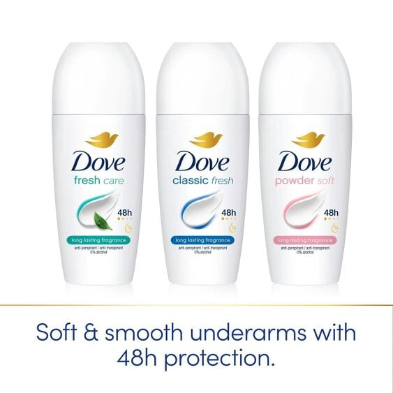 Dove Powder Soft Roll On Anti-Perspirant Long Lasting Fragrance 48H, 36x50ml