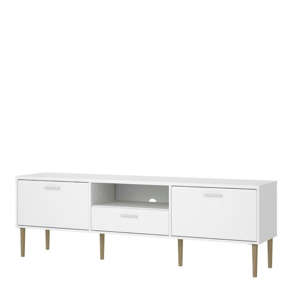 Wyld Haus Nagoya White Media TV Unit 2 Doors 1 Drawer 1 Shelf