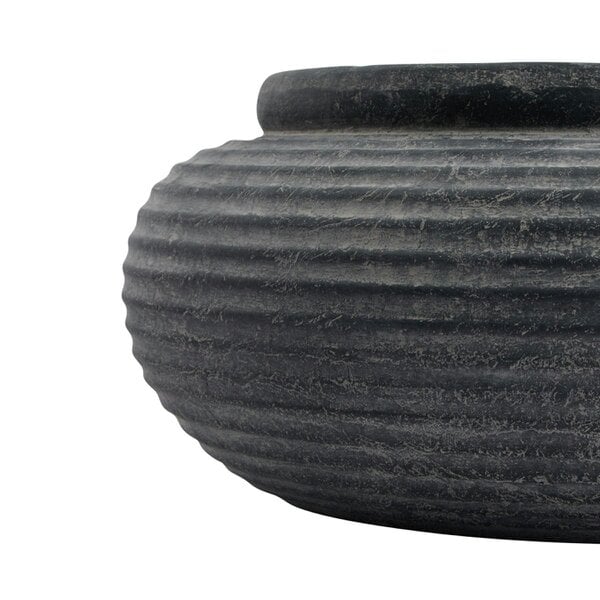 Wyld Haus Dark Grey Low Round Etched Garden Planter