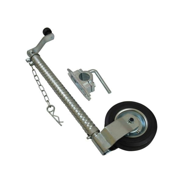 Trailer Jockey Wheel Ribbed 48MM with Clamp (Heavy Duty Solid Rubber Caravan Jockey Guide)