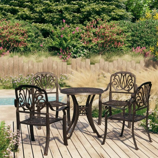 Berkfield 5 Piece Bistro Set Cast Aluminium Bronze